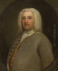 Portrait Of A Gentleman Wearing A Grey Coat And White Wig by Dietrich Heins