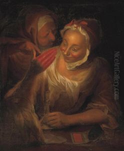 A Young Woman Having Her Palm Read By Candle Light A Young Woman Having Her Palm Read By Candle Light