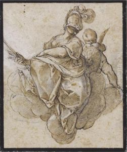 Minerva With A Putto by Joseph Heinz I