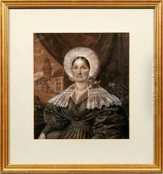 Grisaille-portrait Einer Jungen Frau Mit Gendarmenmarkt Im Hintergrund - view 1
