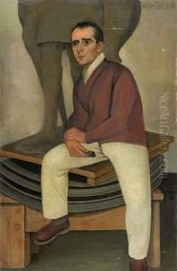 Portrait Of A Sculptor In Front Of A Sculpture by August Heitmuller