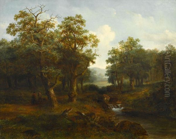 Travelers On A Woodland Pathway - view 1