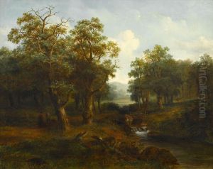 Travelers On A Woodland Pathway by Joseph Antonio Hekking