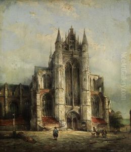 Gotische Kirche Mit Staffagefiguren by Willem Hekking