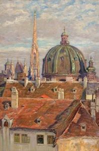 Blick Auf Wien Mit Der Kuppel Der Peterskirche
