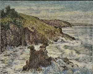 Felsenkuste Imstil Des Pointilismus by Alfred Hermann Helberger