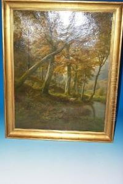 Waldlichtung Mit Bachlauf, Links Reisigssammler. Unten Rechts Signiert Und Datiert P. Helbig 94 - view 1