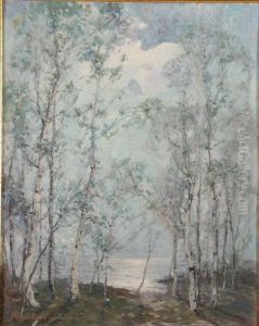 Lakeside Landscape With Birches by Knute Heldner