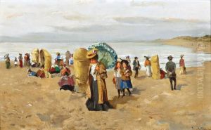 Elegante Figuren Op Het Strand by Fransiscus Willem Helfferich