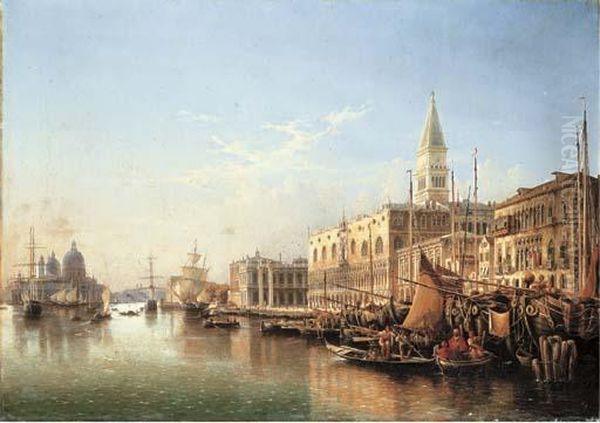Venice: The Riva Degli Schiavoni, Looking West With The Punta Della Dogana And Santa Maria Della Salute Beyond - view 1
