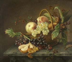 Fruchtestilleben Mit Pfirsichen, Trauben, Beeren by Jeanne Marie Josephine Hellemans