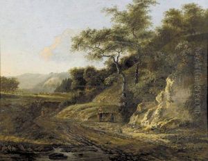 Abendliche Wegpartie Mit Staffage. by Pierre Jean Hellemans