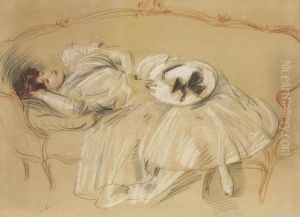 Jeune Femme Au Divan by Paul Cesar Helleu