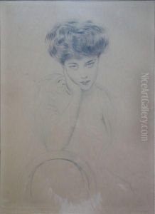 [jeune Femme De Face Au Fauteuil, La Tete Appuyee Sur La Main Droite].
