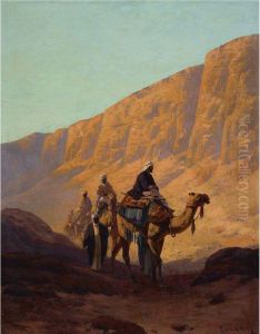 Caravan Passing Through A Wadi by Rudolf Hellgrewe