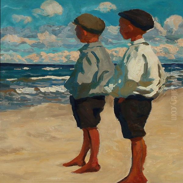 Two Boys On Skagen Beach - view 1