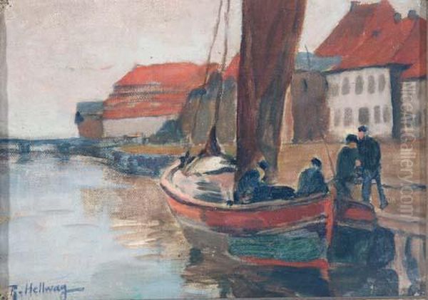 Anlegendes Segelboot Vor Stadtansicht - view 1