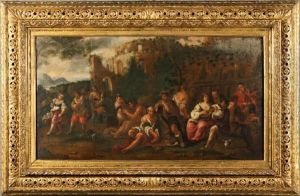 'festa Popolana Con Personaggi Che Cantano E Ballano by Dirck Theodor Helmbrecker