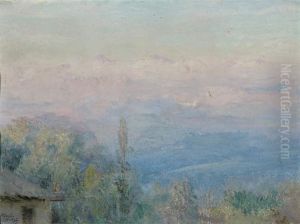 Mountain Landscape With Cottage by Alfredo H. Helsby