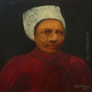 Portrait Of Woman Witha White Hat by Axel Helsted