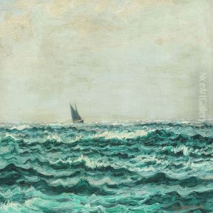 Marine With Sailing Ship At Sea by Viggo Helsted