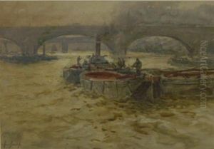 Barges On The Thames by Augustus Morton Hely-Smith