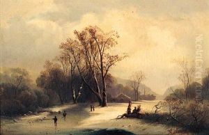 Figures In A Frozen Winter Landscape