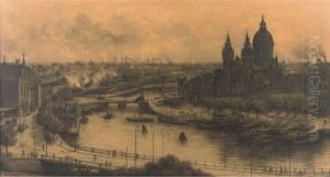 A View Of The Central Station And St. Nicholaas Church, Amsterdam A View Of The Central Station And St. Nicholaas Church, Amsterdam