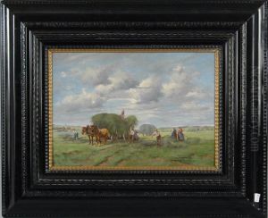 Heuernte Vor Dem Dorf by Georg Hemmrich