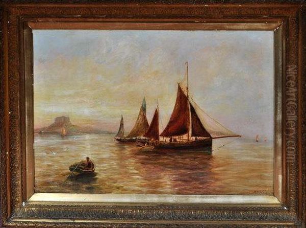 Fishing Boats With Lindisfarne Castle In The Distance - view 1