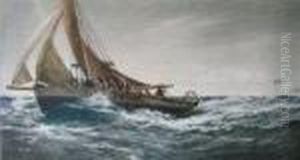 Fishing Boat In Rough Seas by Charles Napier Hemy