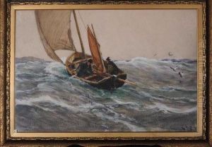 "time To Get Home" - A Fishing Smack In Breezy Weather Off The Coast