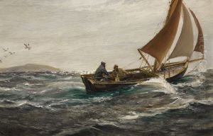 With Wind And Tide - Off The Dodman-head, Falmouth by Charles Napier Hemy