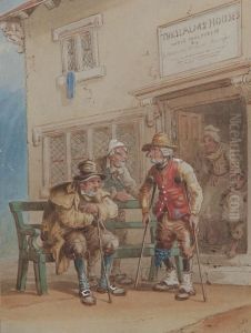 Figures Before An Almshouse Doorway