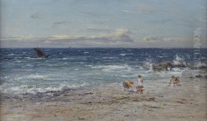 Children On The Beach by John Henderson