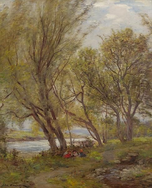 Children By A River - view 1