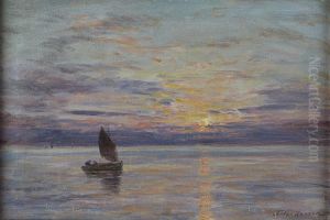 Fishing Boat At Sunset by Joseph Henderson