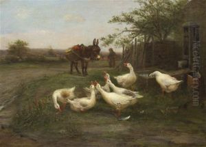 Geese And Donkey by William Henderson