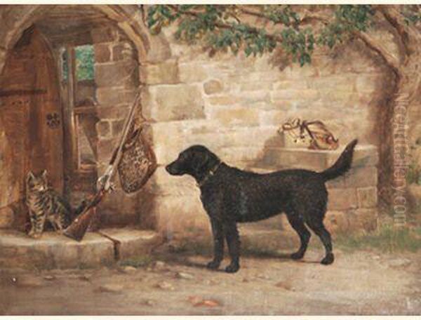 'neptune', A Curly Coated Retreiver Waiting For His Master - view 1