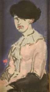 A Young Woman Holding A Rose by William Penhallow Henderson