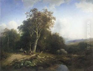Peasants Resting By A Tree In A Wooded Valley
