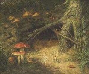 Fairies And Goblins In A Forest Landscape by Johan Diedrich Hendriks