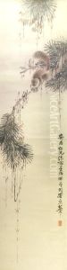 Scroll Picture Depicting Asquirrel In Pine Tree