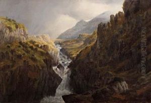 The Falls, The Ogwe, North Wales by Henry W. Henley