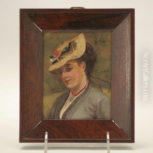 Portrait Of A Smiling Woman. by Lionel Charles Henley