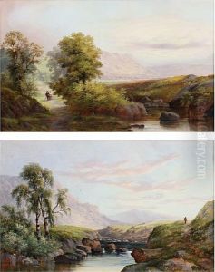 Figure On A Path Before A Mountain Lanscape by W.B. Henley