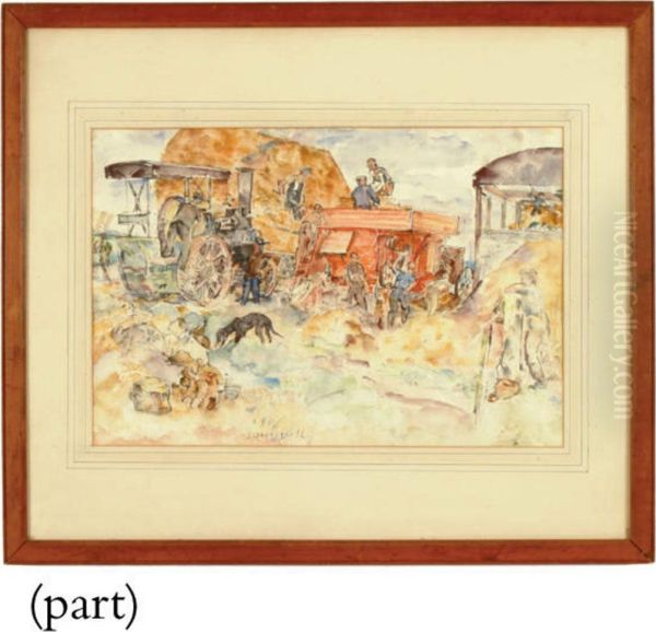 Soldiers Threshing, Sheepcotes Farm, Clifford, Herefordshire - view 1