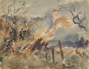 Burning Stubble by Thomas Barclay Hennell