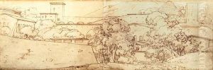 View Of Rome With The Pyramid Tombof Caius Cestius by Philippe Auguste Hennequin