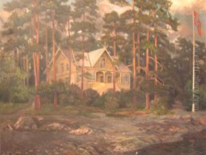 Norwegian Housein A Woodland by Otto Hennig